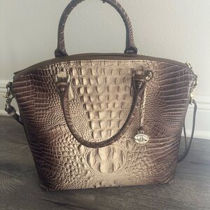 Brahmin Tan Crocodile-Embossed Satchel